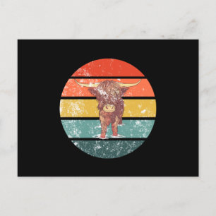 Scottish Highland Cow Retro Postcard