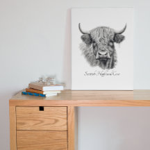 Scottish Highland Cow Sketch customizable