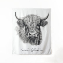 Scottish Highland Cow Sketch customizable