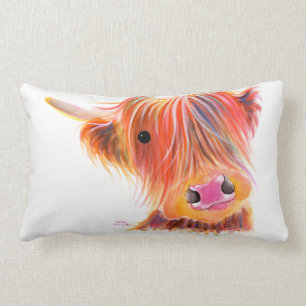 Scottish Highland Cow ' SWEET SATSUMA ' by Shirley Lumbar Pillow