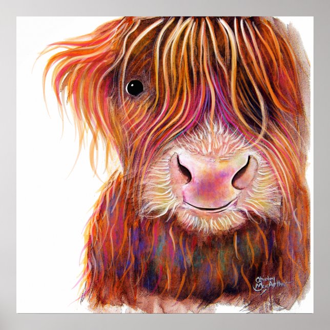 SCoTTiSH HigHLaND CoW ' THe KiD 2 ' by SHiRLeY Mac Poster (Front)