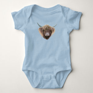 Scottish Highland Cow Wee Charlie Fluffy Ears Baby Bodysuit