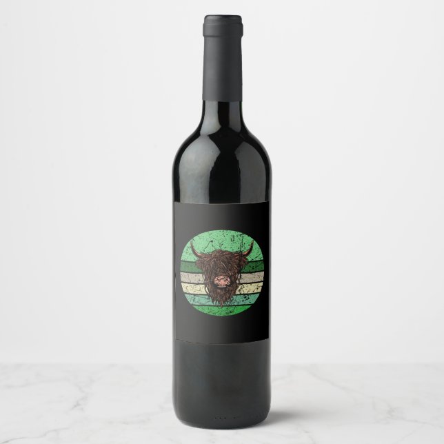 Scottish Highland Cow Wine Label (Front)