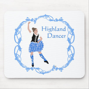Scottish Highland Dancer Celtic Knotwork Blue Mouse Pad