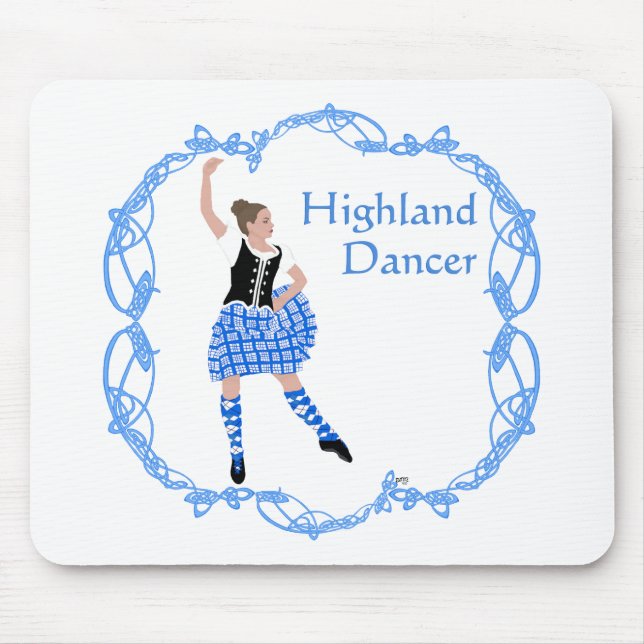Scottish Highland Dancer Celtic Knotwork Blue Mouse Pad (Front)