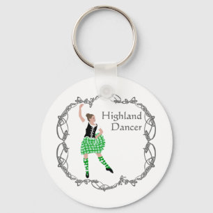 Scottish Highland Dancer Celtic Knotwork Green Keychain