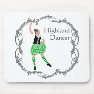 Scottish Highland Dancer Celtic Knotwork Green Mouse Pad