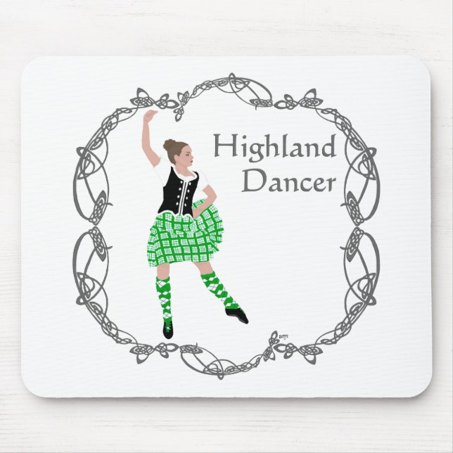 Scottish Highland Dancer Celtic Knotwork Green Mouse Pad (Front)