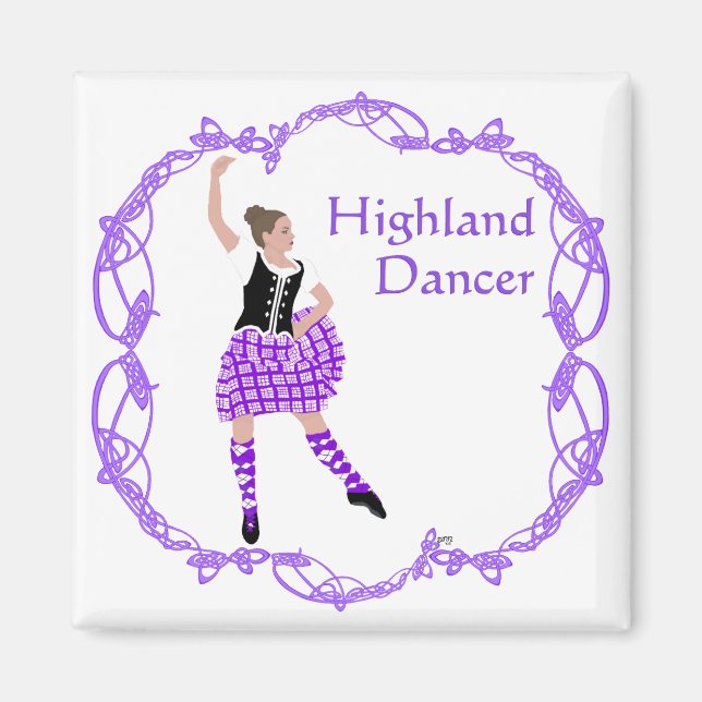 Scottish Highland Dancer Celtic Knotwork Purple Magnet (Front)