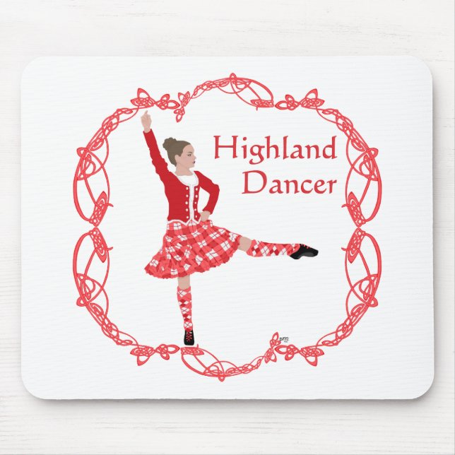 Scottish Highland Dancer Celtic Knotwork Red Mouse Pad (Front)