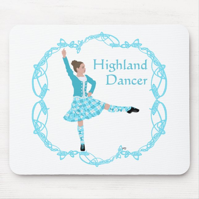 Scottish Highland Dancer Celtic Knotwork Turquoise Mouse Pad (Front)