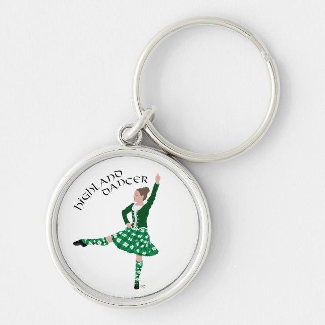 Scottish Highland Dancer - Green Keychain (Front)