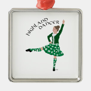 Scottish Highland Dancer - Green Metal Ornament
