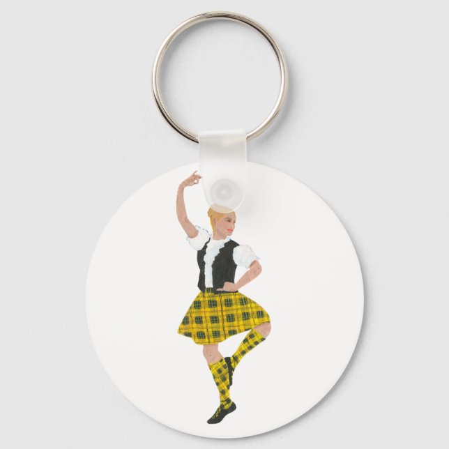 Scottish Highland Dancer MacLeod Tartan Keychain (Front)