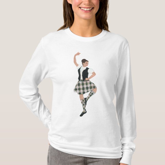Scottish Highland Dancer MacPherson Tartan T-Shirt (Front)