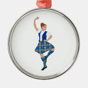 Scottish Highland Dancer - Nevil Plaid Metal Ornament