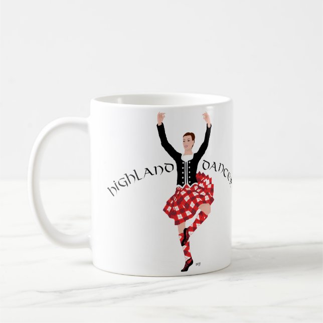 Scottish Highland Dancer Red and Black Coffee Mug (Left)