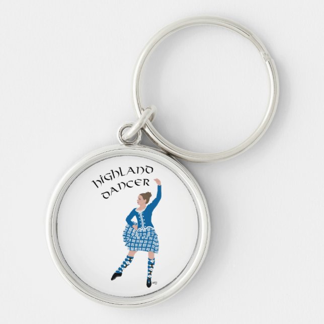 Scottish Highland Dancer - Teal Keychain (Front)