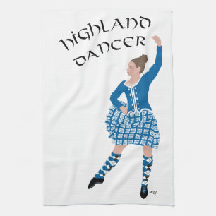 Scottish Highland Dancer - Teal Kitchen Towel