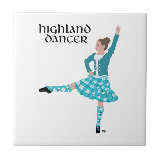 Scottish Highland Dancer - Turquoise Tile (Front)