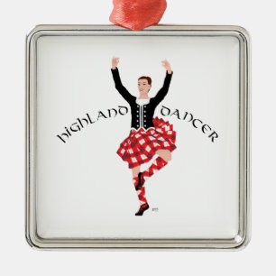 Scottish Highland Fling - Red Plaid Metal Ornament