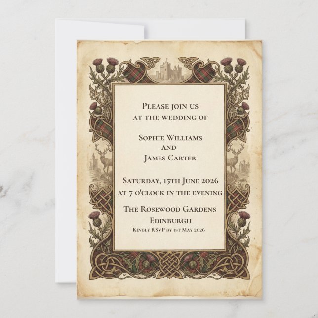 Scottish Highland Heritage Wedding Invitation (Front)