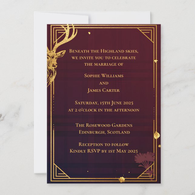 Scottish Highland Skies Wedding Invitation | Water (Front)