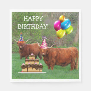 Scottish Highland Steer Birthday Paper Napkin