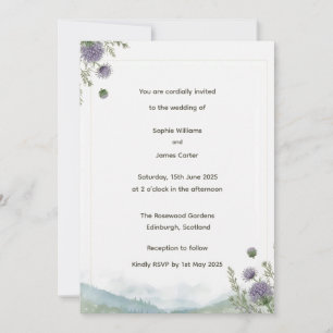 Scottish HIghland Thistle Wedding Invitation 