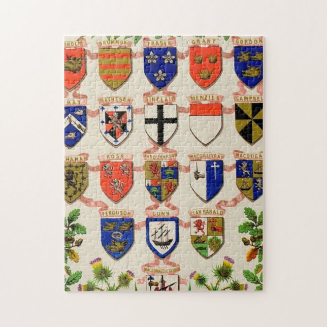 Scottish Highlander Clan Coat Of Arms Shields Jigsaw Puzzle (Vertical)