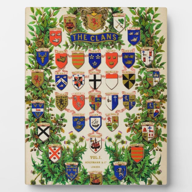 Scottish Highlander Clan Coat Of Arms Shields Plaque (Front)