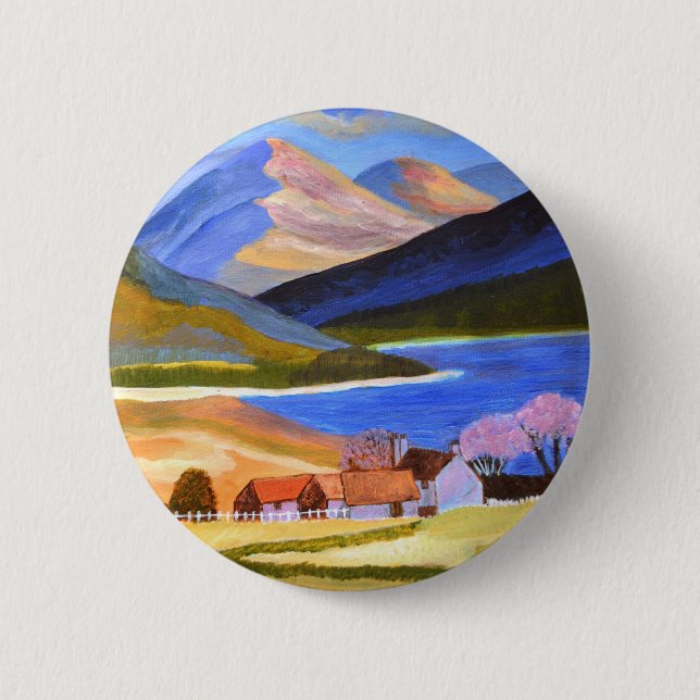Scottish Highlands 2 Inch Round Button (Front)