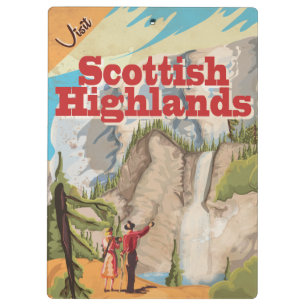 Scottish Highlands Vintage Travel poster Clipboard