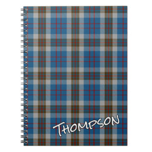 Scottish Honor Clan Thompson Blue Gray Tartan Notebook