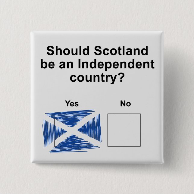Scottish Independence Referendum Question 2 Inch Square Button (Front)