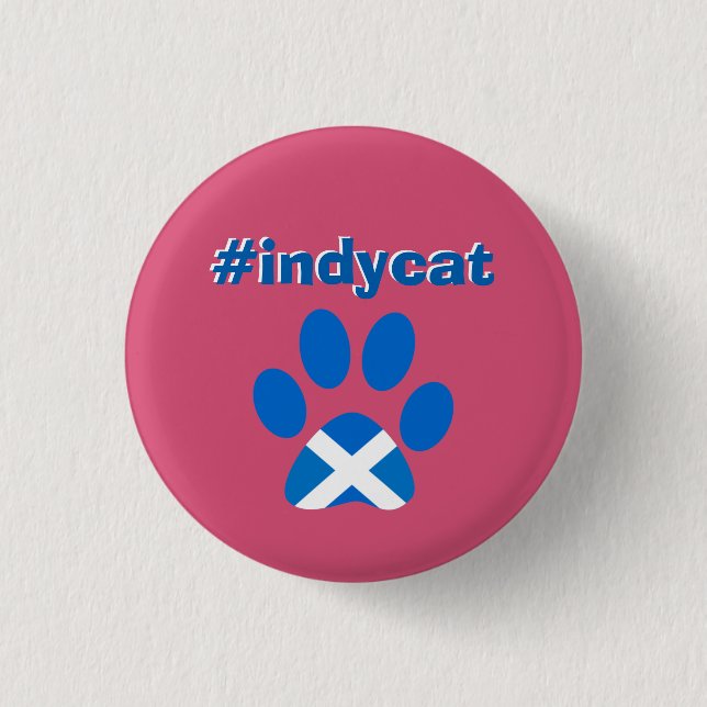 Scottish Independence Saltire Flag Cat Paw Badge 1 Inch Round Button (Front)
