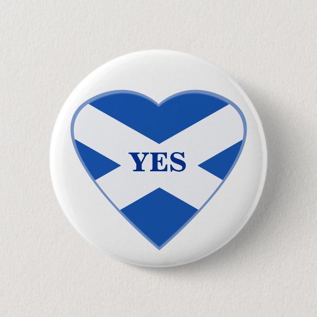 Scottish Independence Scotland Flag Heart Badge 2 Inch Round Button (Front)