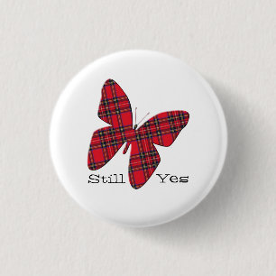 Scottish Independence Tartan Butterfly Badge 1 Inch Round Button