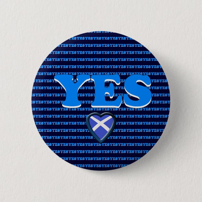 Scottish Independence Yes Heart Flag Badge 2 Inch Round Button (Front)