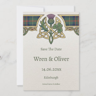 Scottish Irish Shamrock Thistle Save the Date Card
