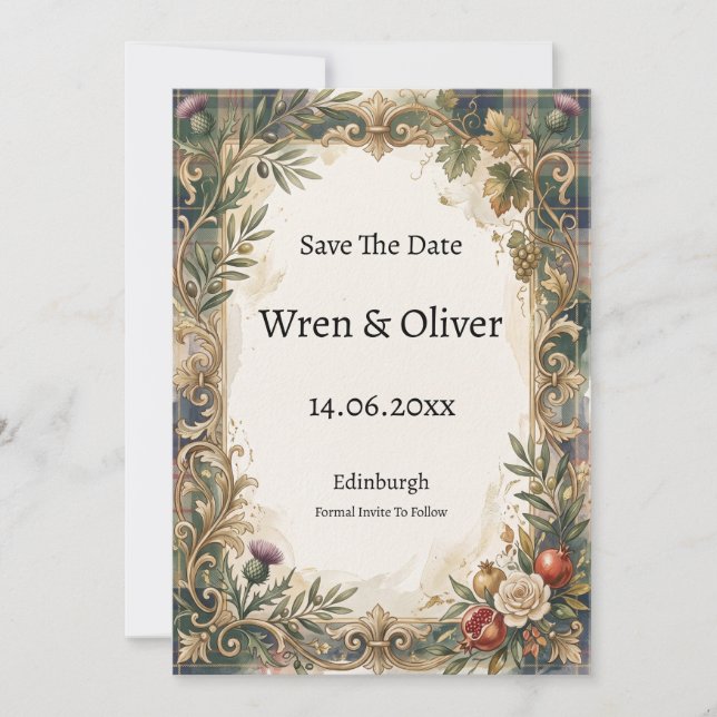 Scottish Italian Heritage Save the Date Card (Front)