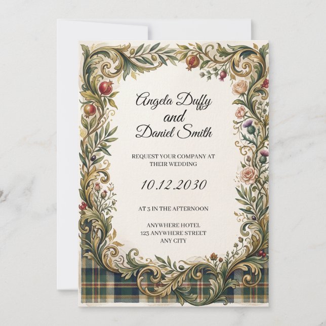 Scottish Italian Heritage Wedding Invitation (Front)