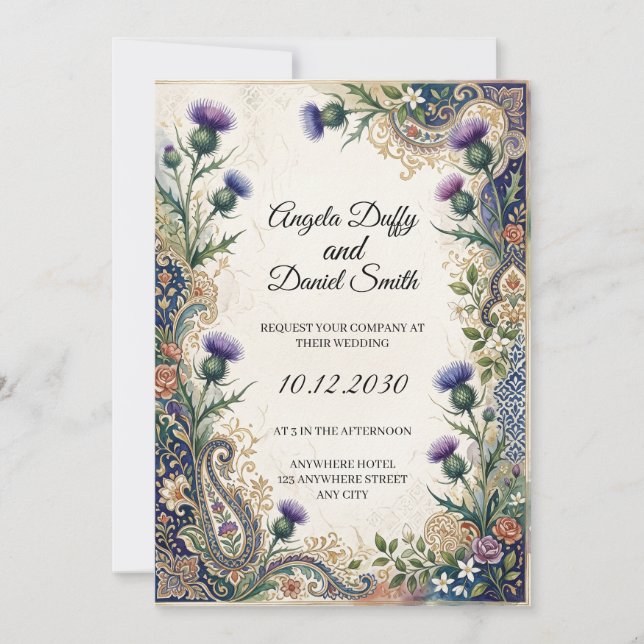 Scottish Italian Heritage Wedding Invitation (Front)