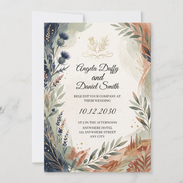 Scottish Italian Heritage Wedding Invitation (Front)