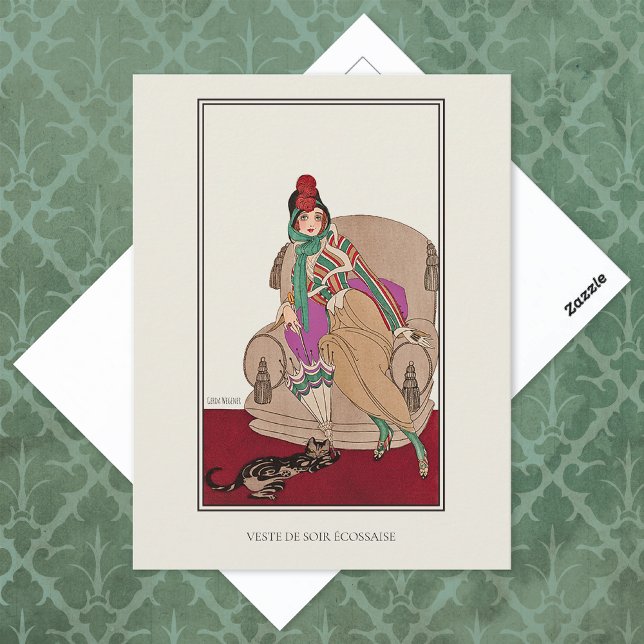 Scottish Jacket Cat Gerda Wegener Fashion Postcard (Creator Uploaded)