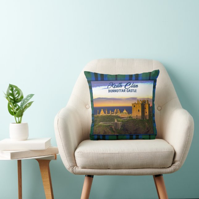 Scottish Keith Clan Dunnottar Castle Tartan Throw Pillow (Chair)