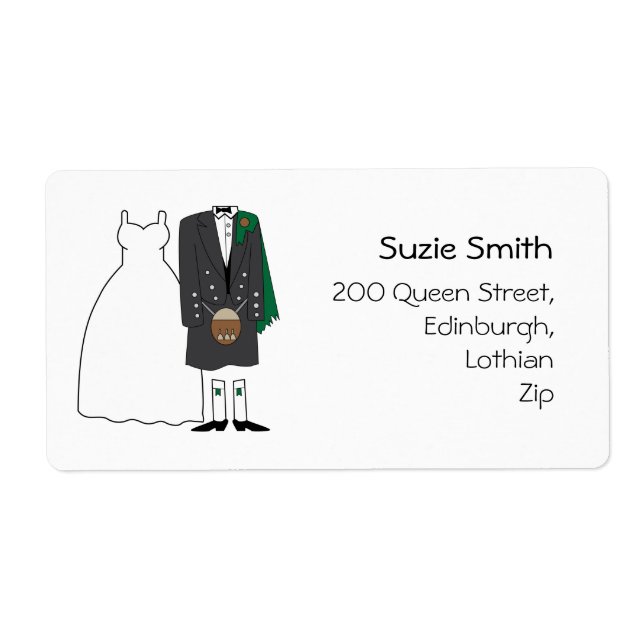 Scottish Kilt Wedding Return Address Labels (Front)