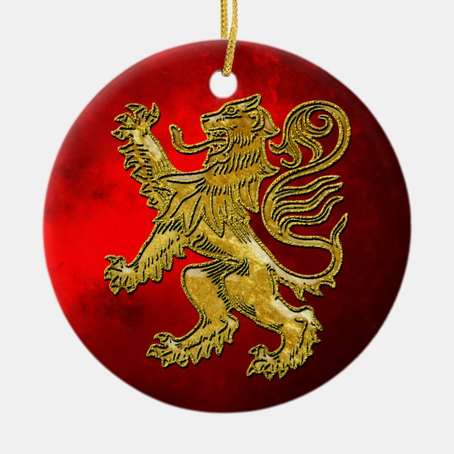 Scottish Lion Gold Red Ceramic Ornament (Front)