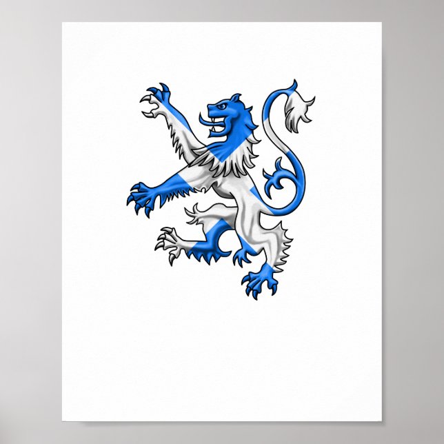 Scottish Lion In St. Andrew’s Colors Poster (Front)
