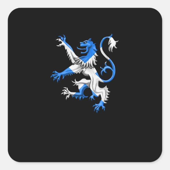 Scottish Lion In St. Andrew’s Colours Square Sticker (Front)